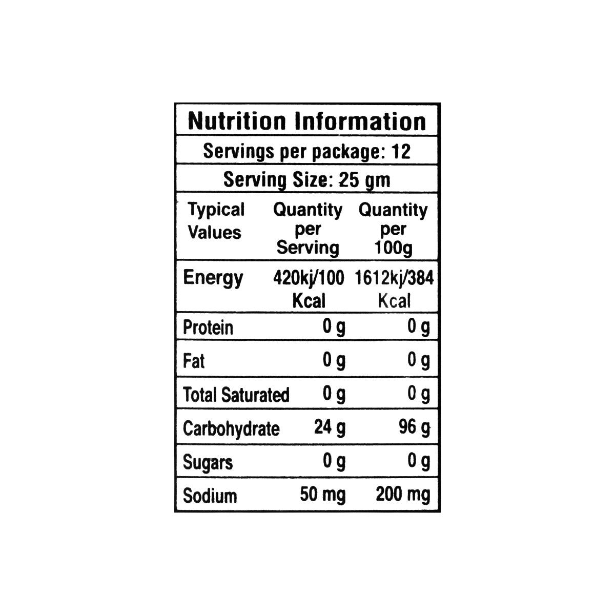 Nutritional facts Laziza Mango Custard 300G