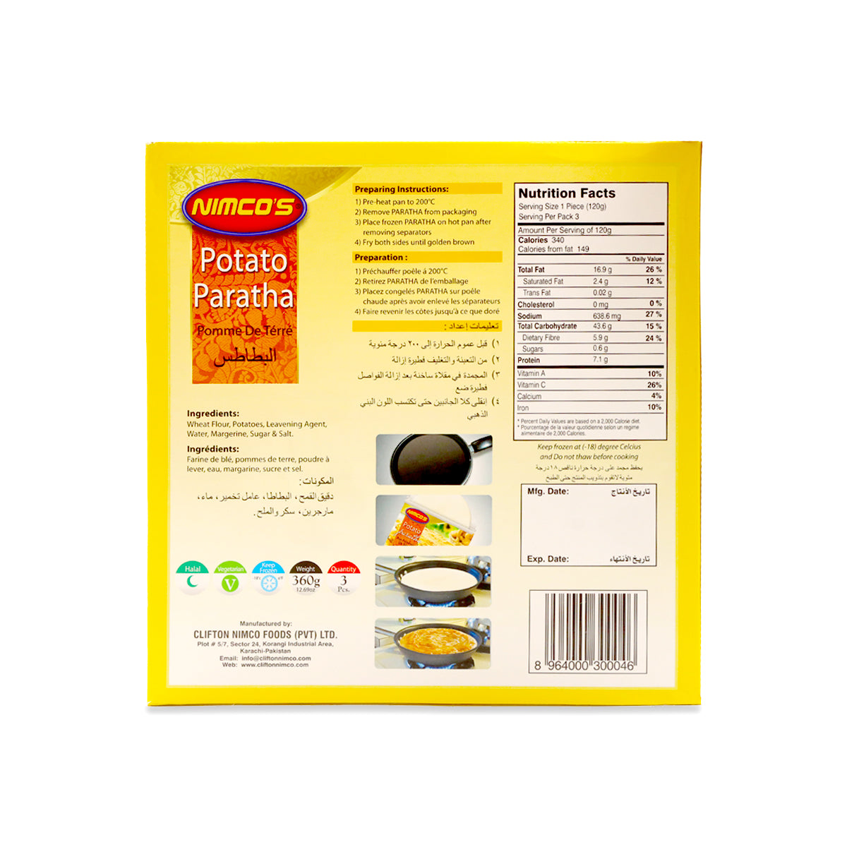 Nimco Potato Paratha Nutritional facts