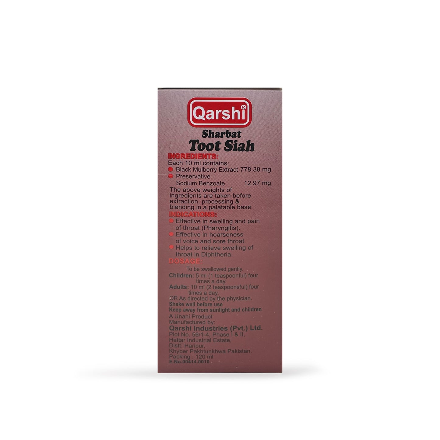 Qarshi Sharbat Toot Siah 120ML