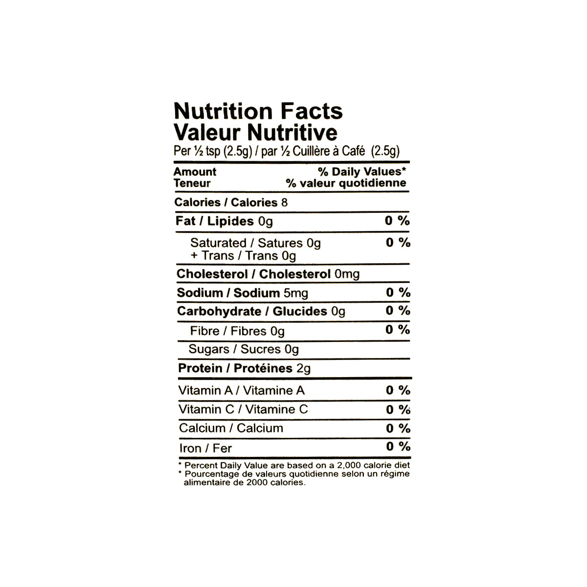 Nutritional facts Lazzat Gelatine
