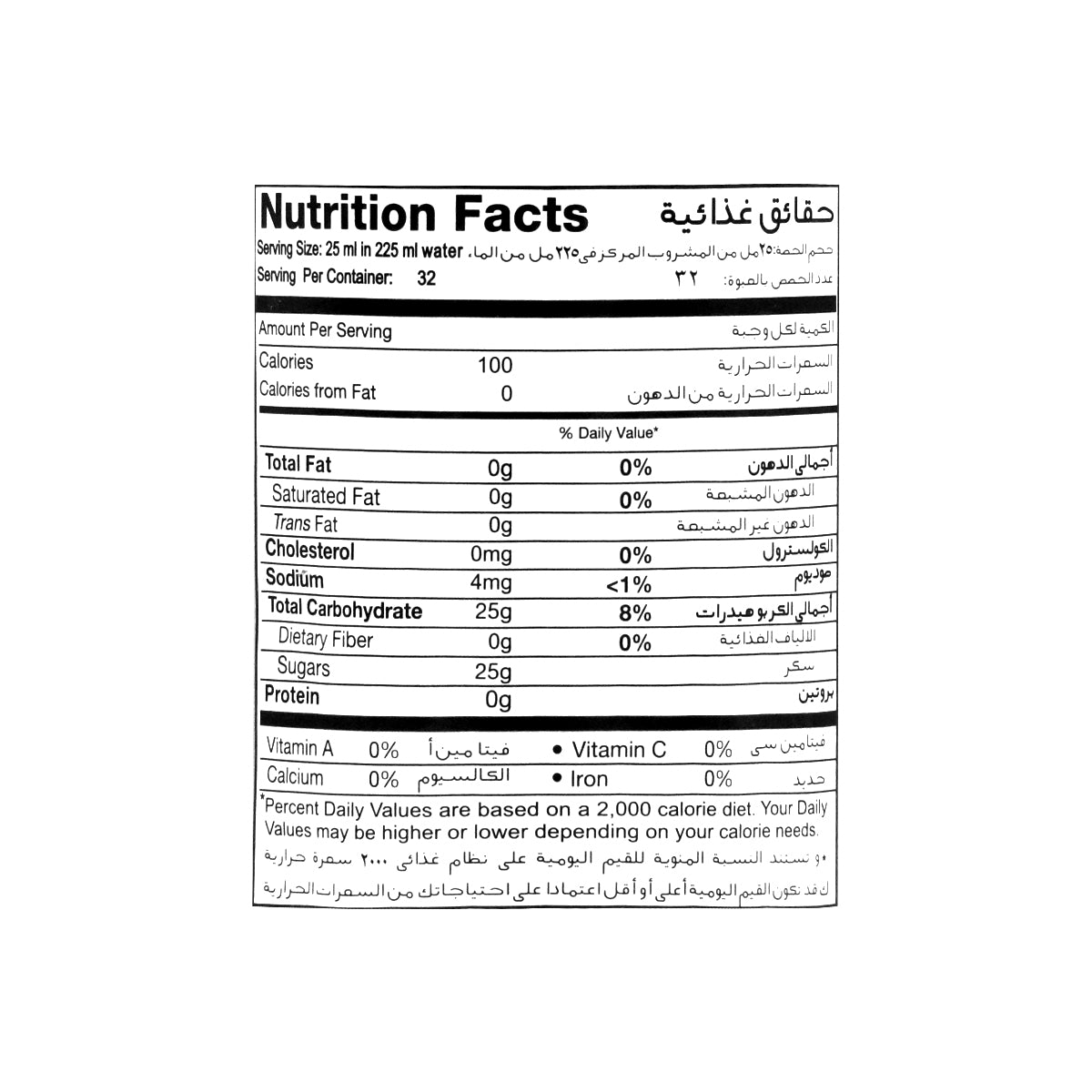 Nutritional facts Marhaba Anjbar Syrup