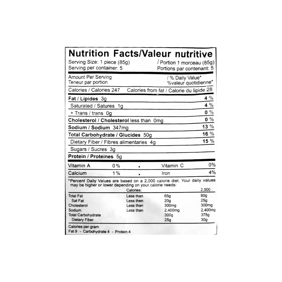 Nutritional facts Mezban Tandoori Naan