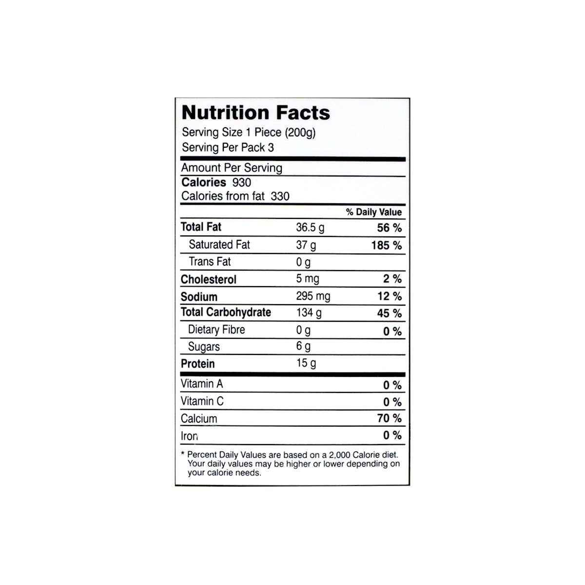 Nimco Sheermal Nutritional facts