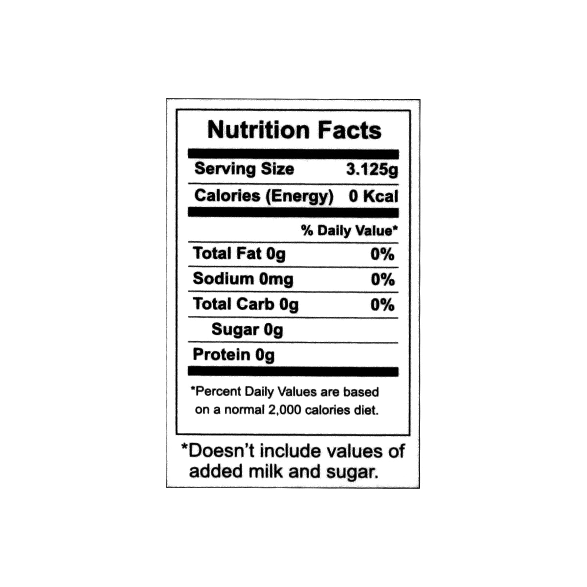 Nutritional facts Tapal Danedar Round Tea bags