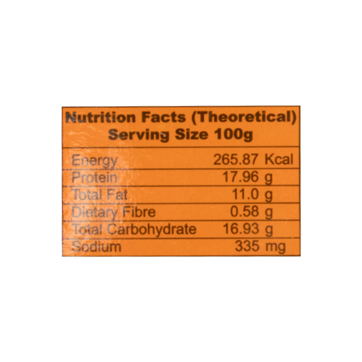 Nutritional facts Sufi Chicken Xinger Patties