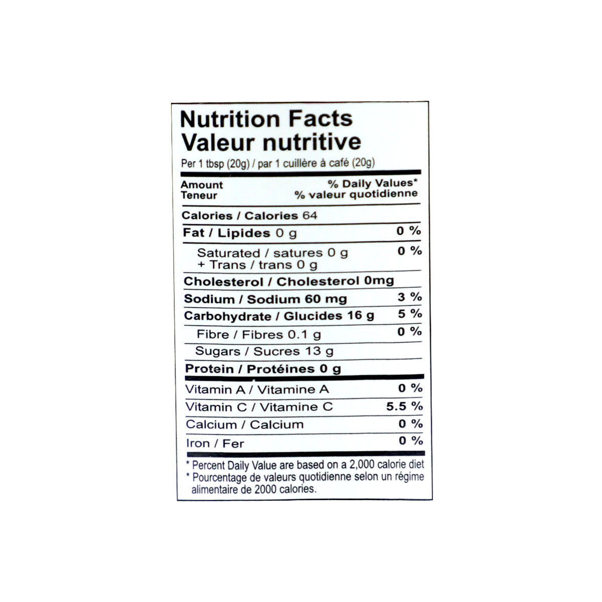 Nutritional facts Sundip Pineapple Jam