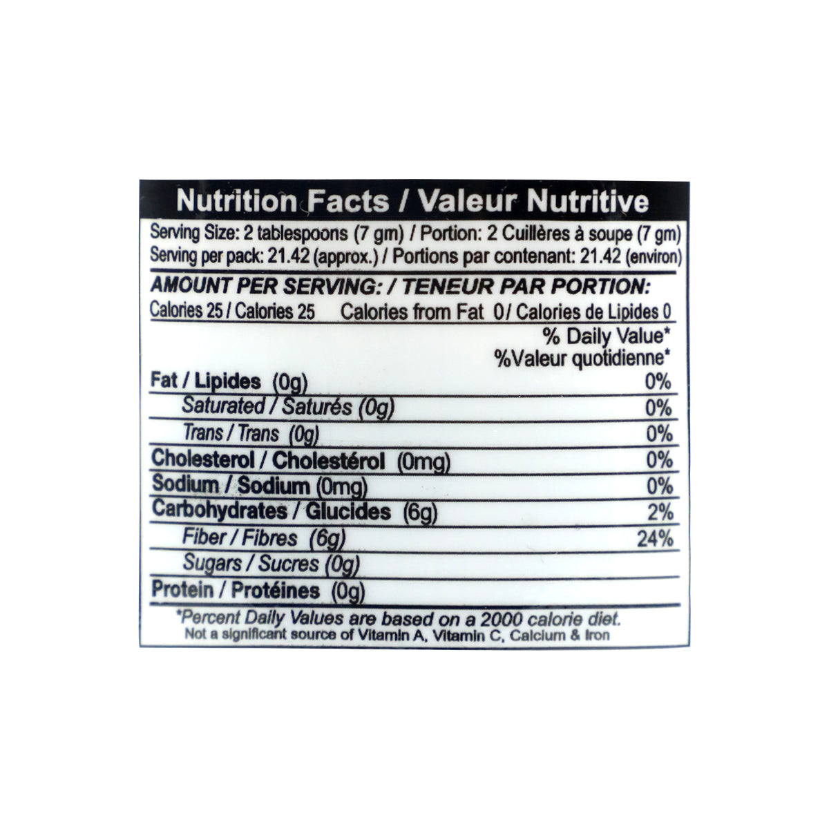 Nutritional facts Marhaba Ispaghol