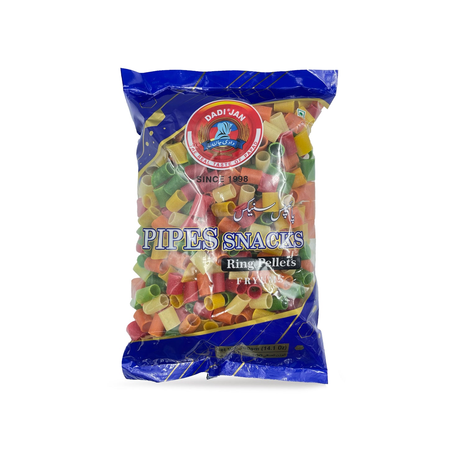 Dadi Jan Pipes Snacks Ring Pellets Fryums (Papad) 400G