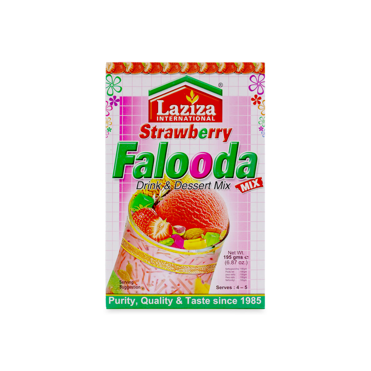 Laziza Falooda Mix Strawberry 195g - Strawberry-Infused Falooda Delight