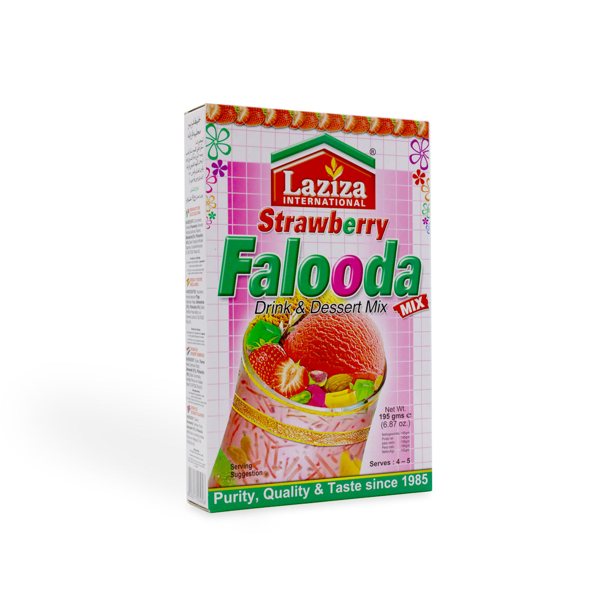 Laziza Falooda Mix Strawberry 195g - Strawberry-Infused Falooda Delight