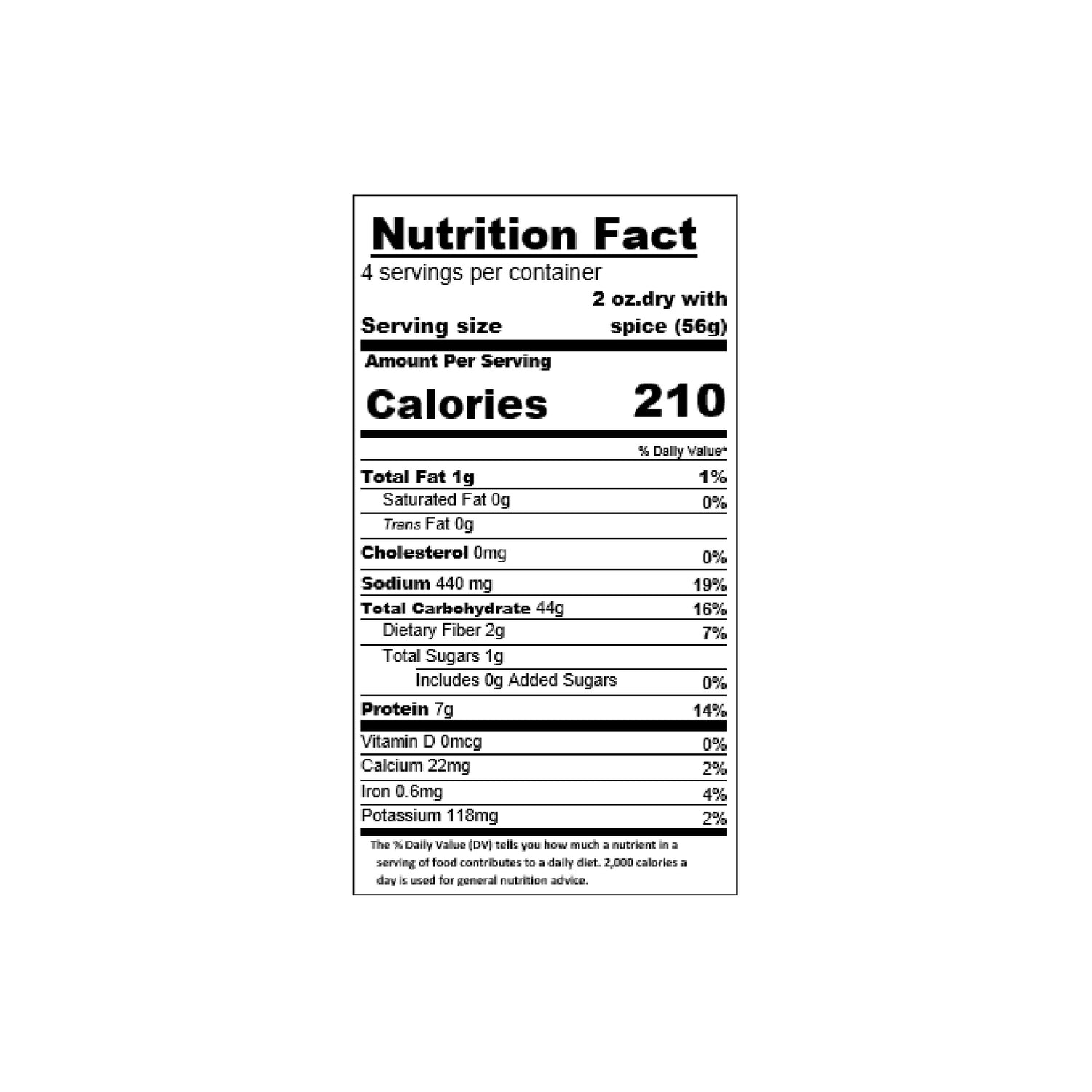 Nutrition facts 