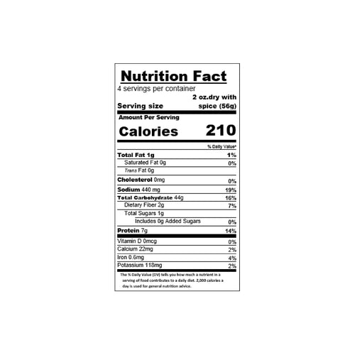 Nutrition facts 