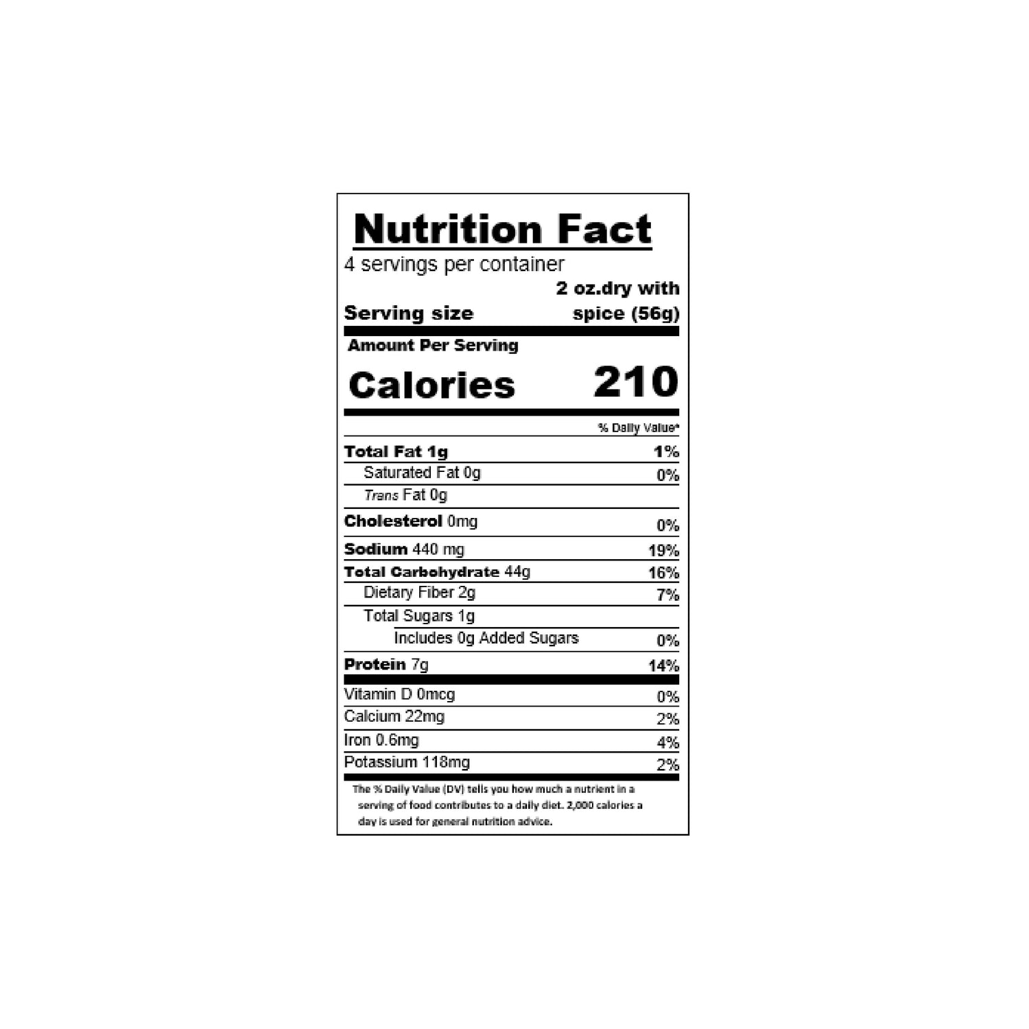 Nutrition facts 