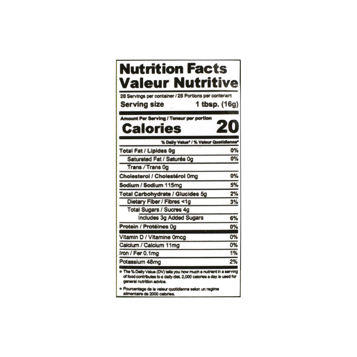 Nutritional facts 