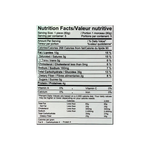 Nutritional facts Mezban Paratha Plain