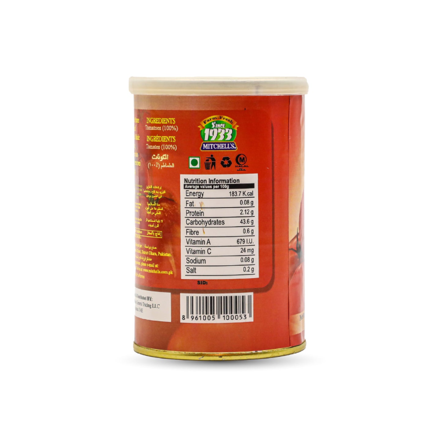 nutritional facts Mitchells Tomato Puree 