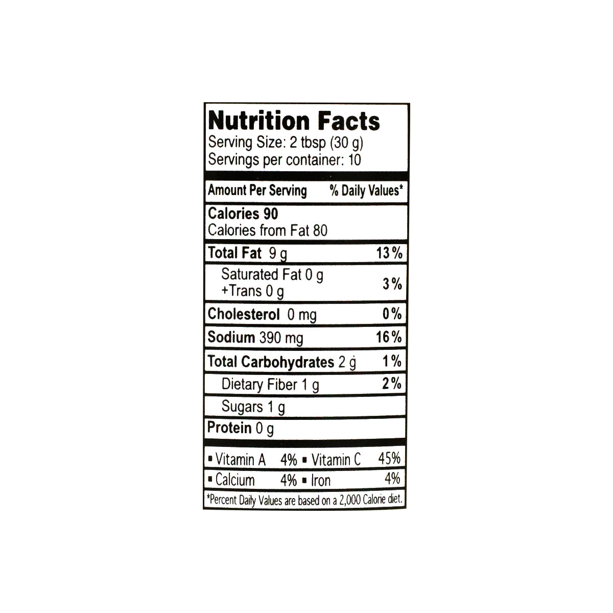 Nutritional facts National Chilli Pickle