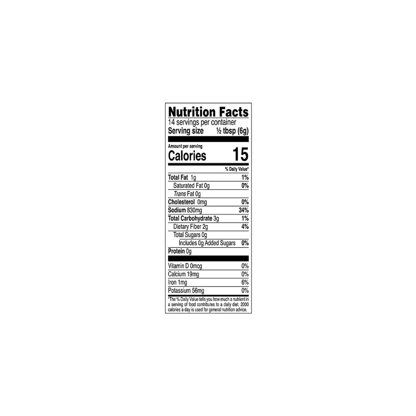 Nutritional facts National Quorma Masala