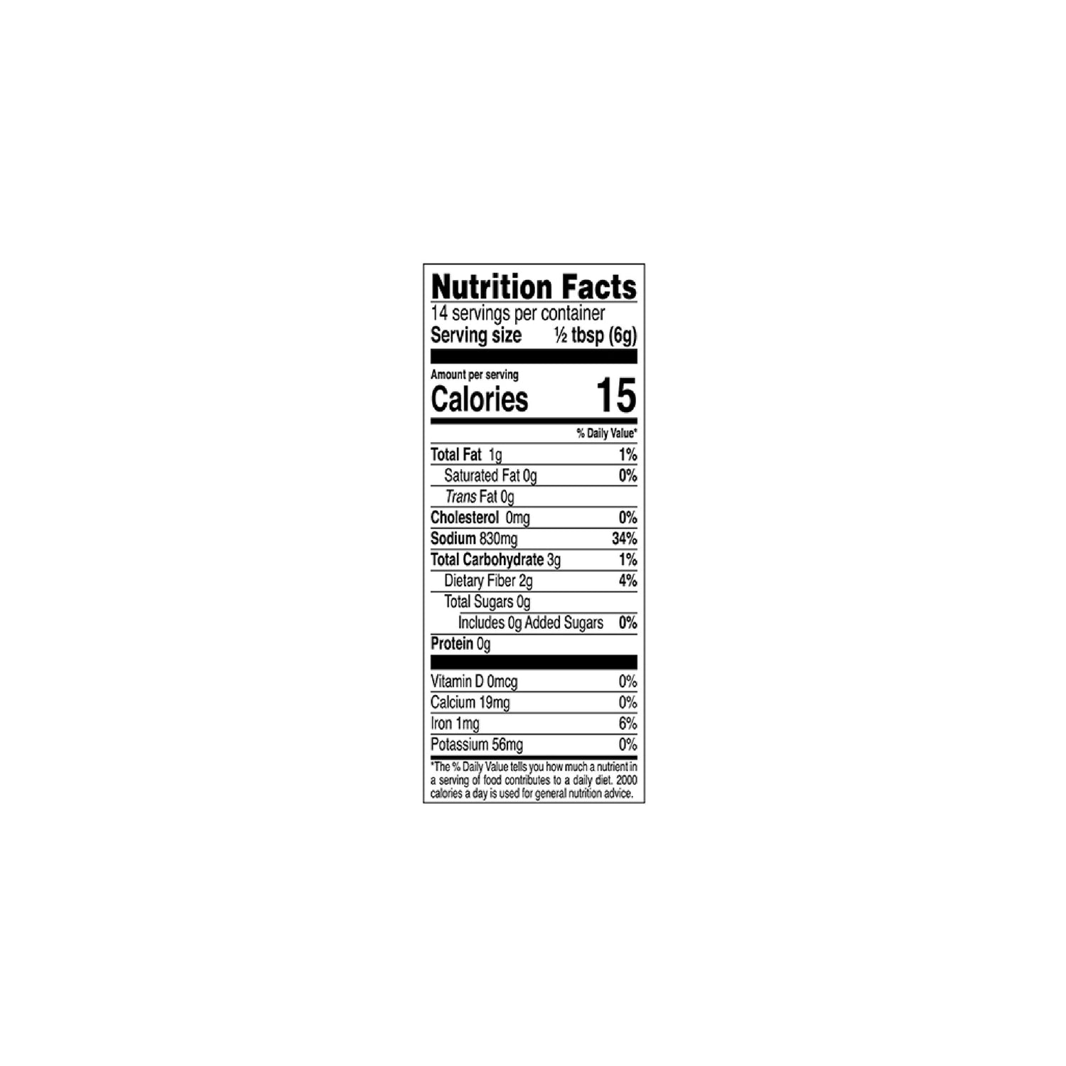 Nutritional facts National Quorma Masala
