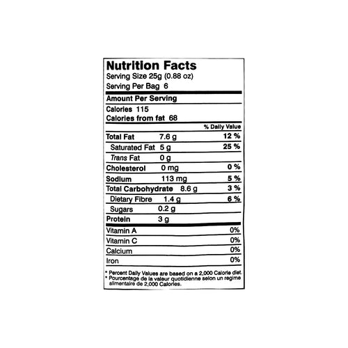Nutritional facts Nimco Potato Crisps Salted 