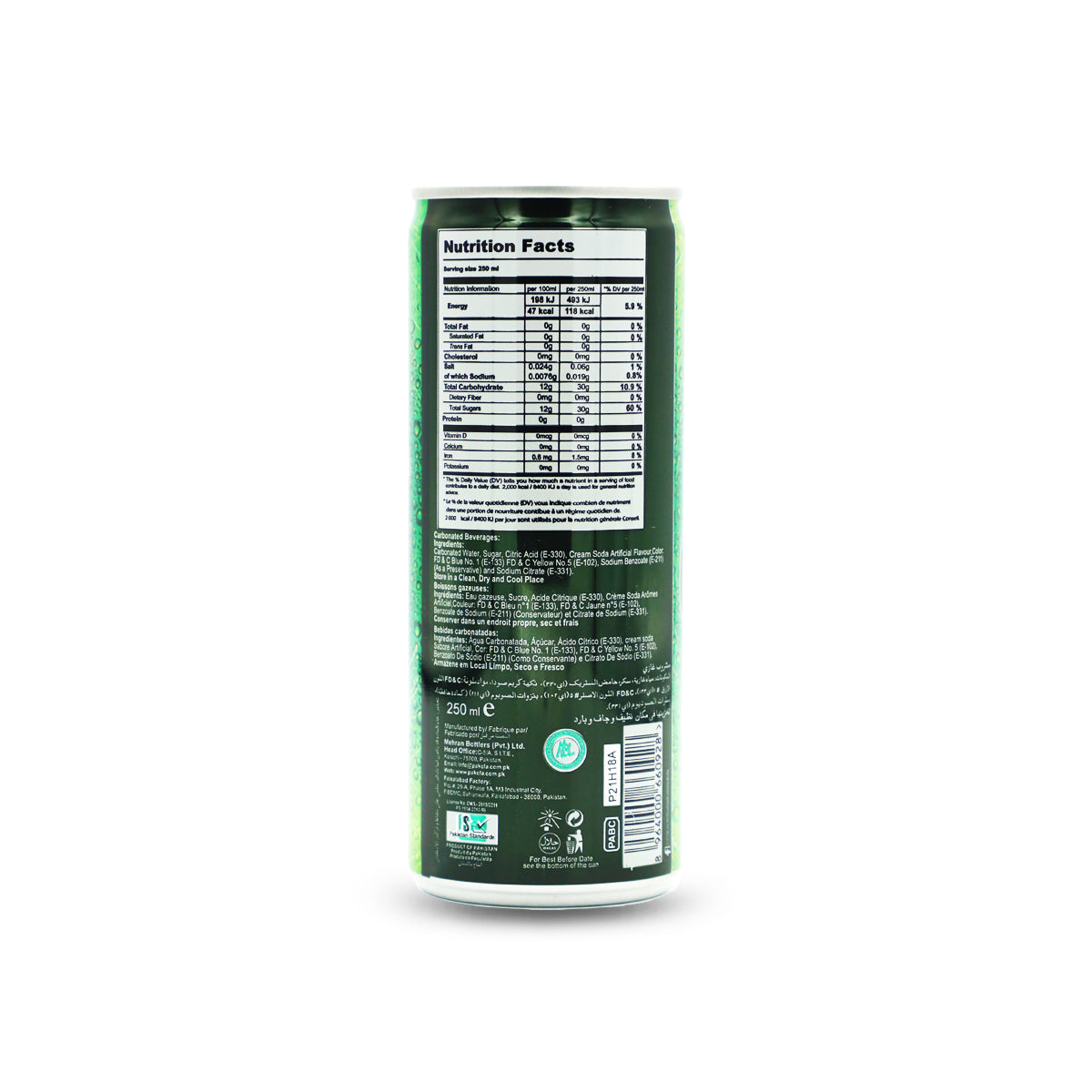 Nutritional facts Pakola Cream Soda 