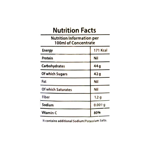 nutritional facts Mitchells Lemon Squash
