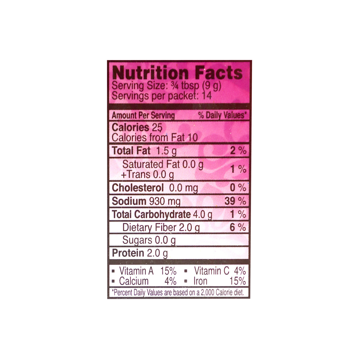 Nutritional facts National Delhi Nihari Masala