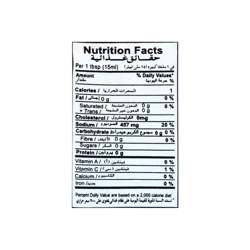 Nutritional facts Sundip Hot Chilli Sauce 