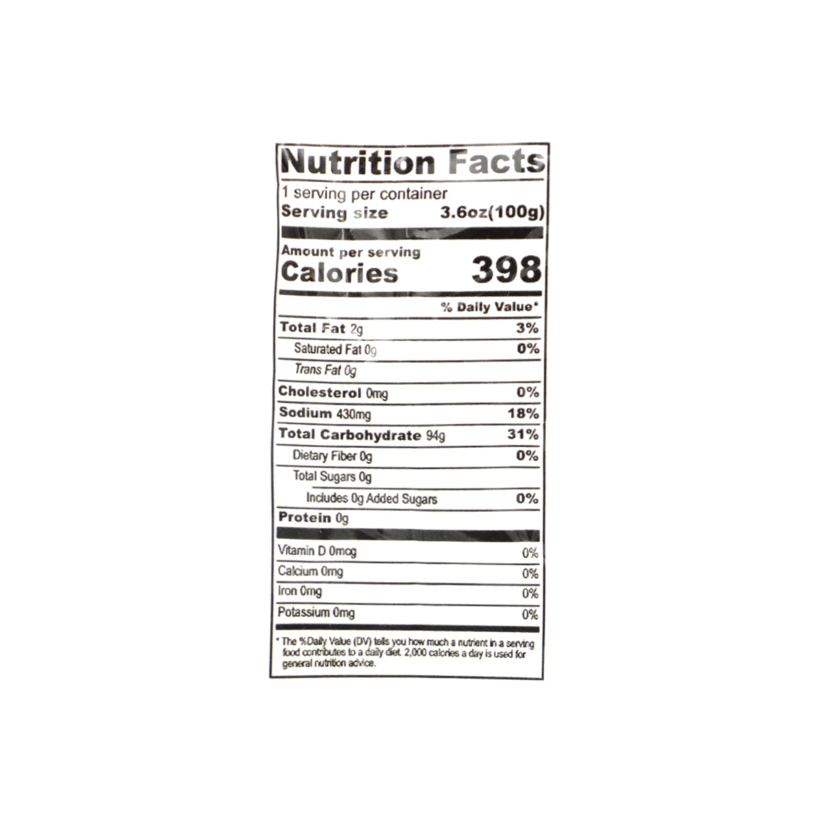 Nutritional facts Dadi Jan Rice Papar Red Chilli Khichiya