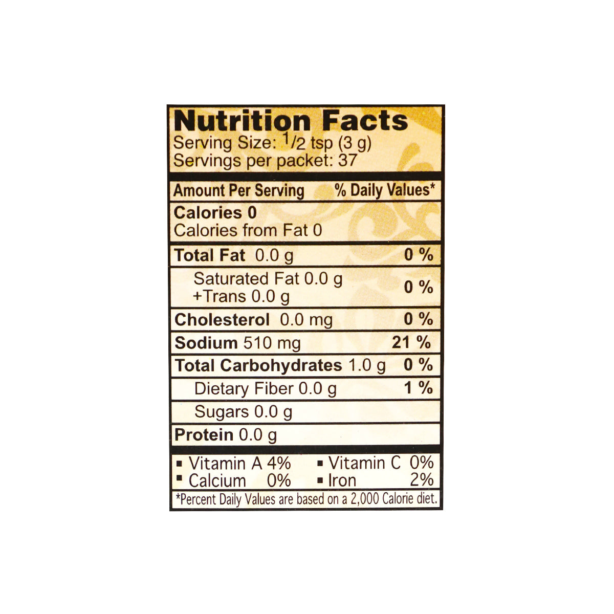 Nutritional facts National Chat Masala Powder