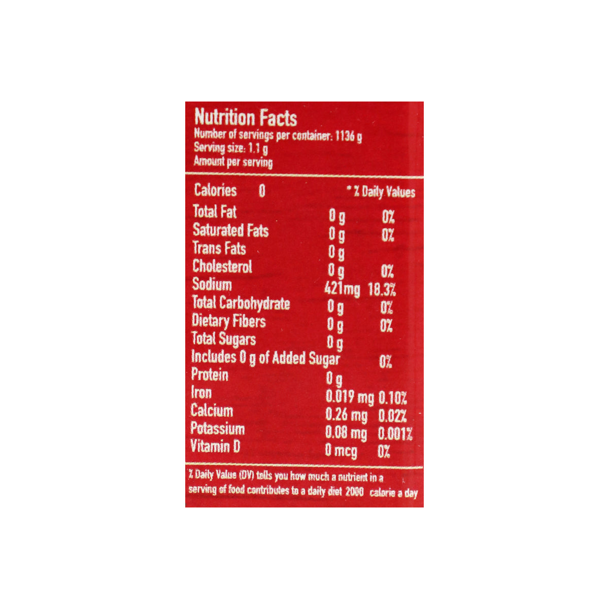 Nutritional facts Himalayan Pink Salt