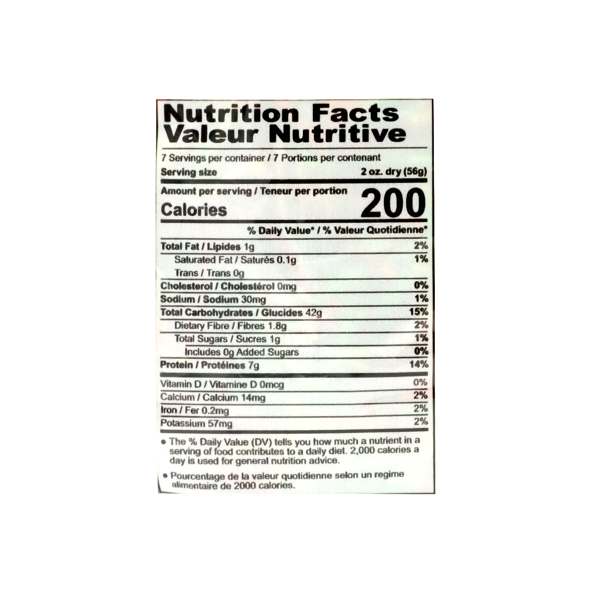 Nutritional facts 