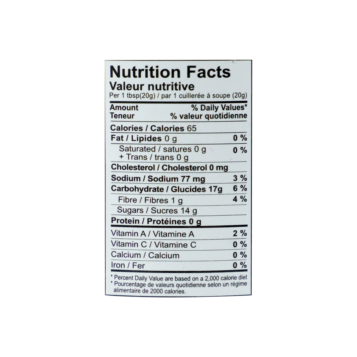 Nutritional facts Sundip Plum Chutney 