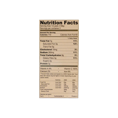 Nutritional facts Freshmate Daal Makhni